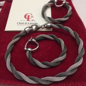 Sterling silver earrings and bracelet